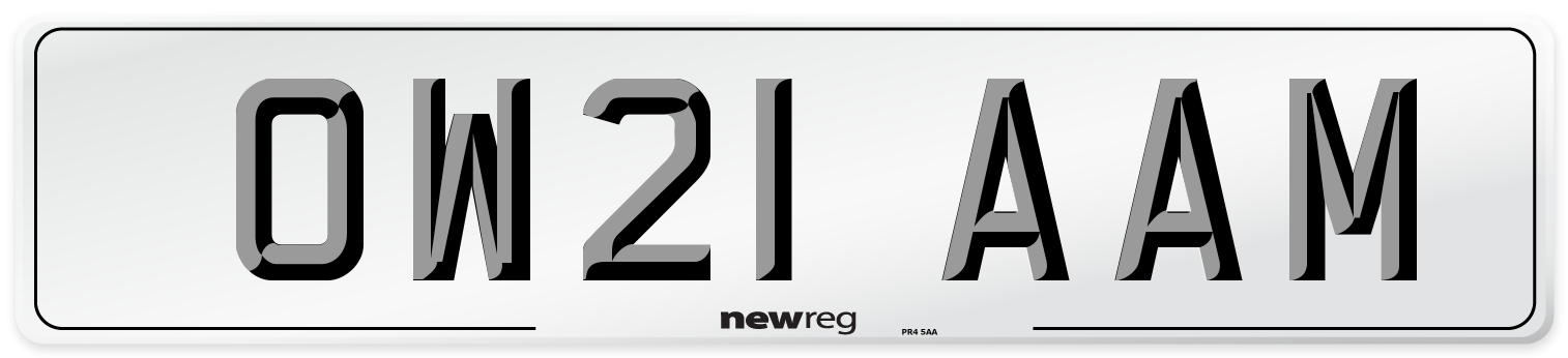 OW21 AAM Number Plate from New Reg